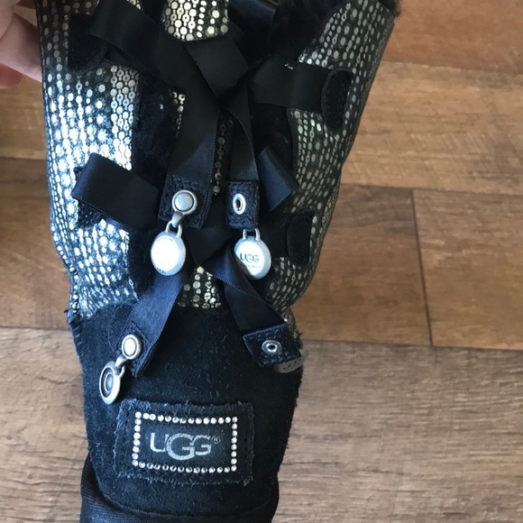 UGG Bailey Bow Bling Suede Boots1004791 Gray Sz 7 - Picture 6 of 10